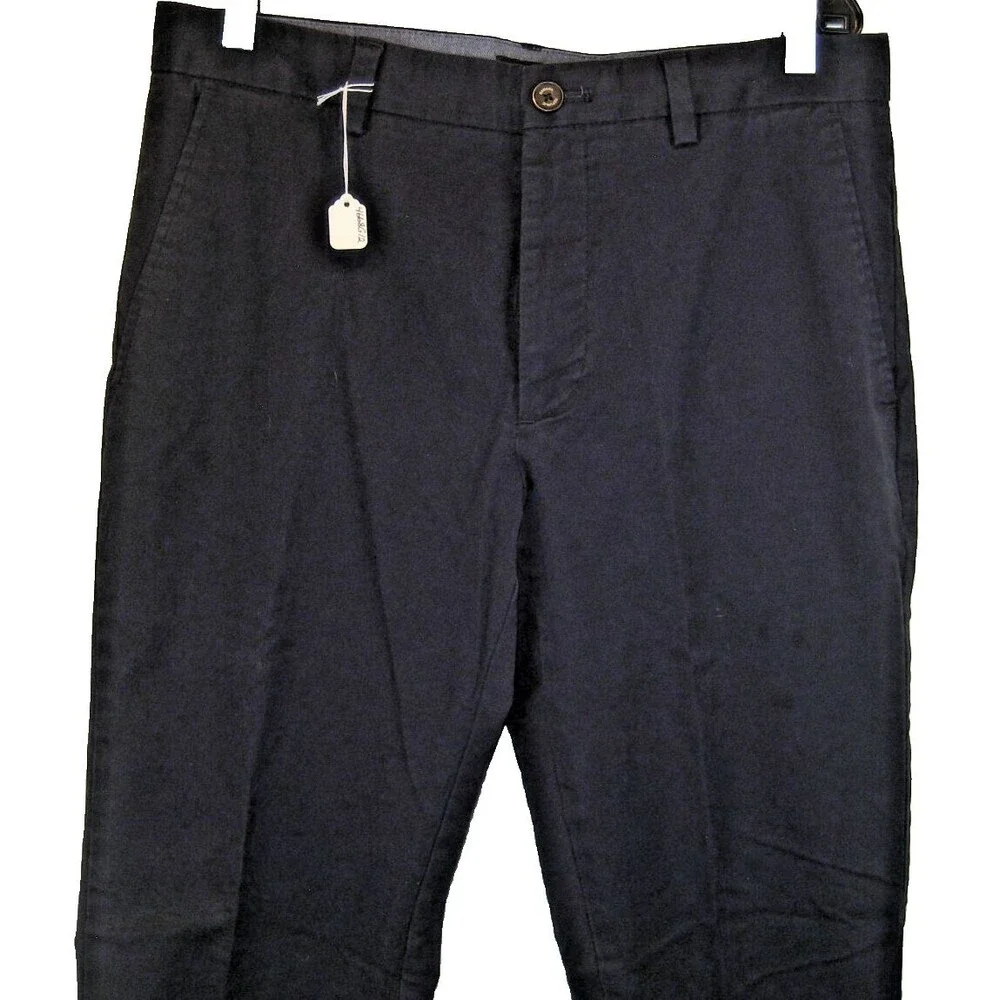 Mens Banana Republic Navy Flat Front Cotton/Spandex Chinos sz 32x32